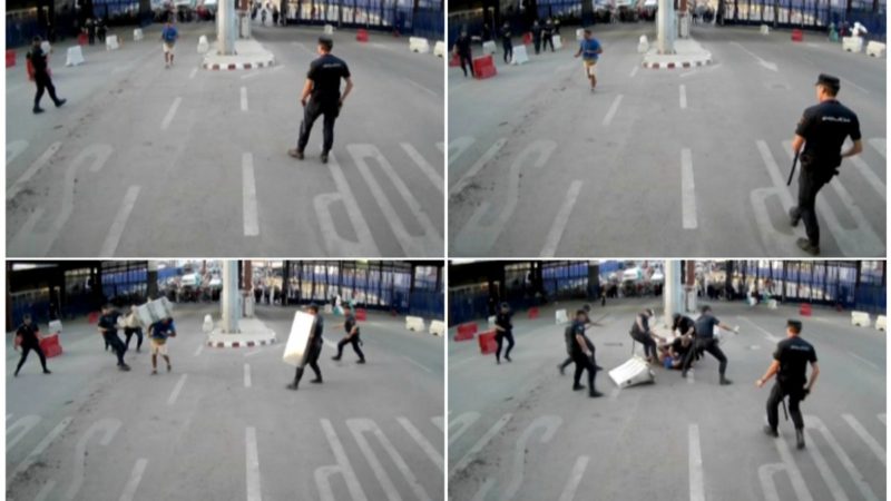 Secuencia de imágenes del ataque sufrido por la Policía por parte de un islamista con un cuchillo en la valla de Melilla | EFE