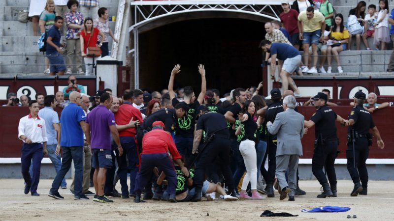 Detenidos 29 antitaurinos tras saltar al ruedo de Las Ventas