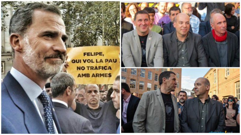 El manifestante ‘pacifista’ de la pancarta contra el Rey organizó un acto a Otegi en Barcelona