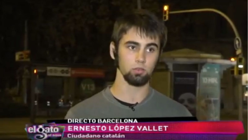 El joven Ernesto López Vallet durante una entrevista con el programa de intereconomía TV 'El Gato al Agua'