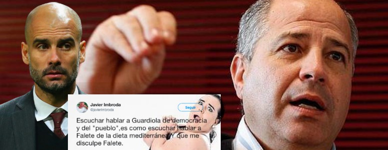 Imbroda atiza a Guardiola: “Escucharle hablar de democracia es como escuchar a Falete hablar de dieta”