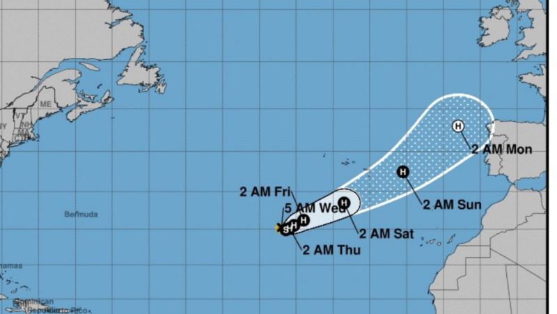 El huracán Ofelia podría llegar la próxima semana a España