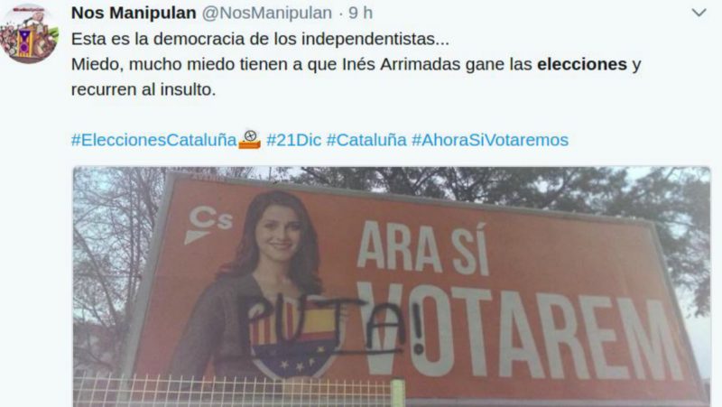 Atacan los carteles electorales de Arrimadas