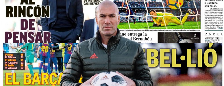 La prensa manda a Zidane al rincón de pensar tras la debacle del Clásico