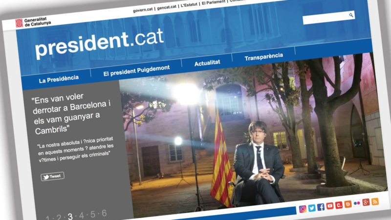 Sigue abierta la web pirata desde la que Puigdemont insulta a España