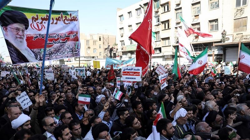 Imagen de la manifestación en defensa del régimen de los ayatolás