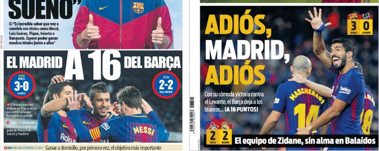 La prensa de Barcelona despide al Real Madrid de la Liga