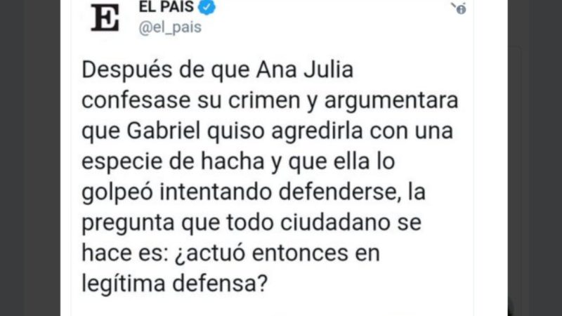La miseria de El País al preguntarse si Ana Julia actuó en defensa propia