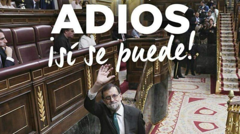 Cartel con el que despiden a Mariano Rajoy desde 'Podem', la marca catalana de Podemos