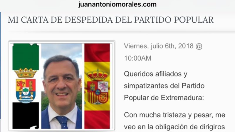 Un diputado del PP Badajoz abandona el partido: ‘No puedo estar de acuerdo’