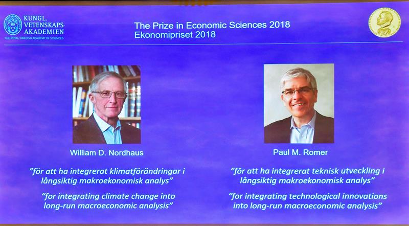 Nobel de Economía para Nordhaus y Romer por sus trabajos sobre clima y crecimiento sostenible