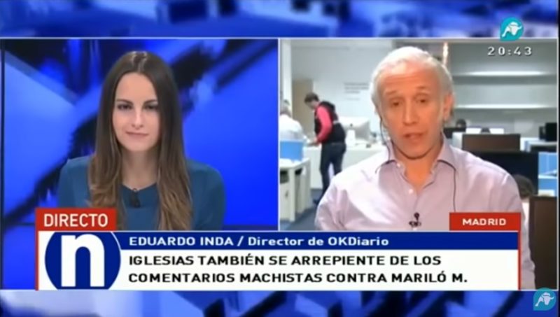 Mentiroso, falso y machista, así califica Eduardo Inda a Pablo Iglesias