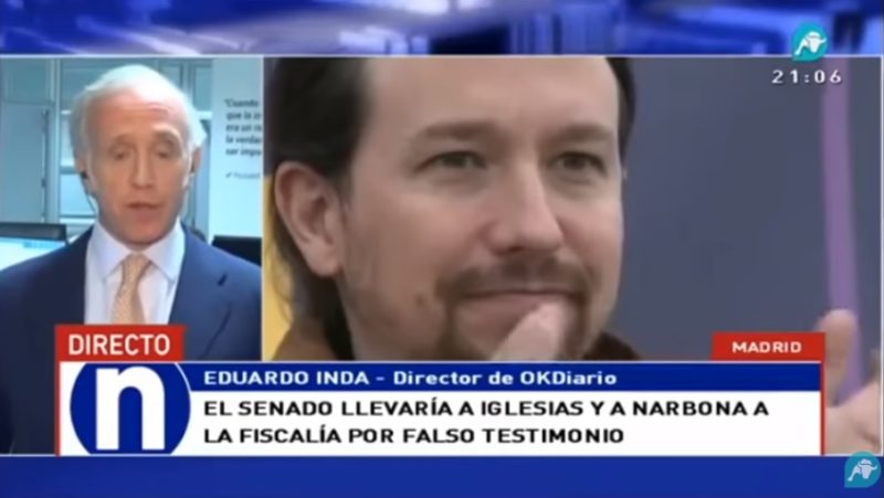 Eduardo Inda asegura que Iglesias miente: ‘podría acabar un año en la cárcel’