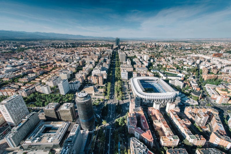 Vista aérea del Paseo de la Castellana, Madrid