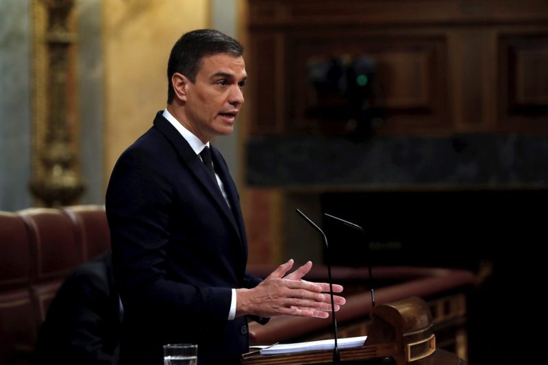 El presidente del Gobierno, Pedro Sánchez, durante su intervención ante el pleno del Congreso.