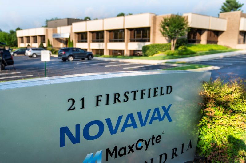 Imagen de la sede de Novavax Inc. en Gaithersburg, Maryland, EE. UU.,