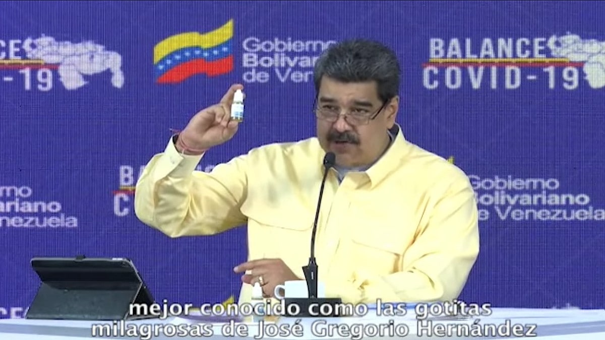 El tirano Maduro dice haber encontrado unas ‘gotitas milagrosas’ contra el coronavirus