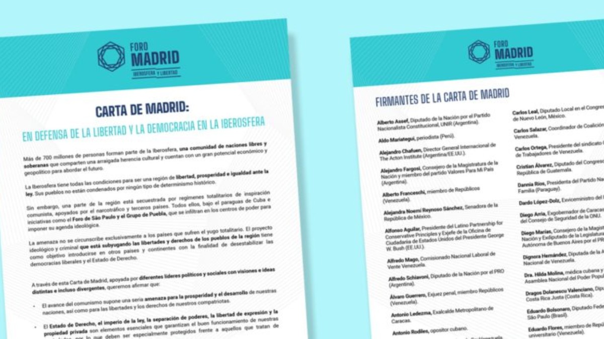 Únete a la ‘Carta de Madrid’ en defensa de la libertad en la Iberosfera