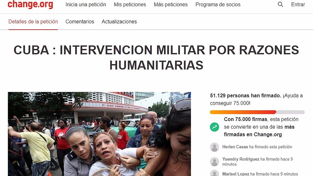 Más de 50.000 personas firman por una intervención militar de EEUU en Cuba