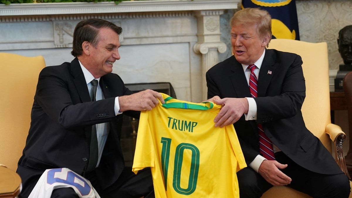 El presidente de Brasil, Jair Bolsonaro, se reúne con el expresidente de Estados Unidos Donald Trump en la Casa Blanca. REUTERS