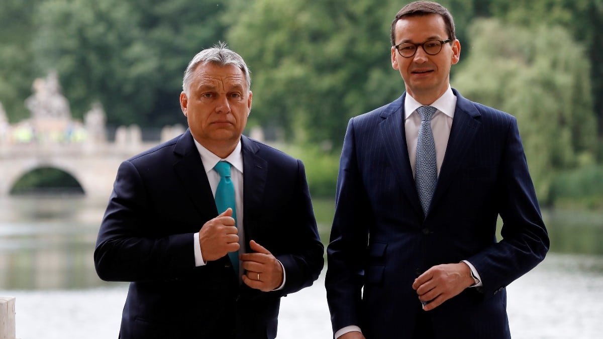El primer ministro húngaro, Viktor Orbán y el primer ministro polaco, Mateusz Morawiecki.