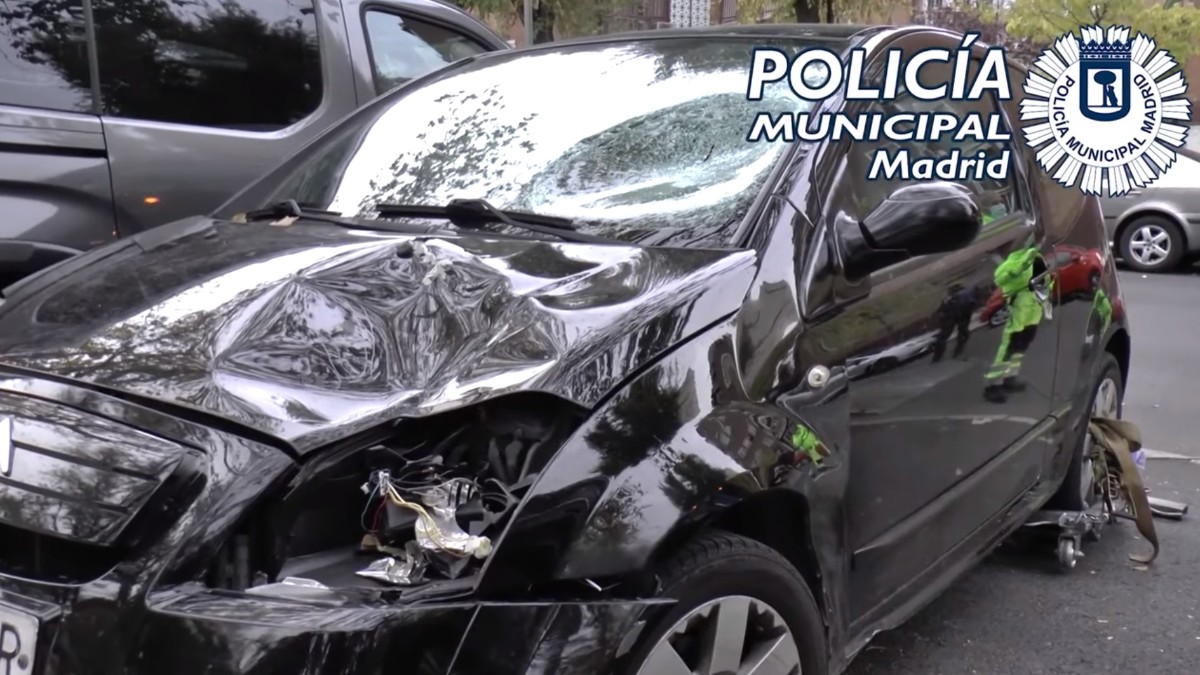 El vehículo involucrado en el atropello mortal en Moncloa. POLICÍA MUNICIPAL MADRID