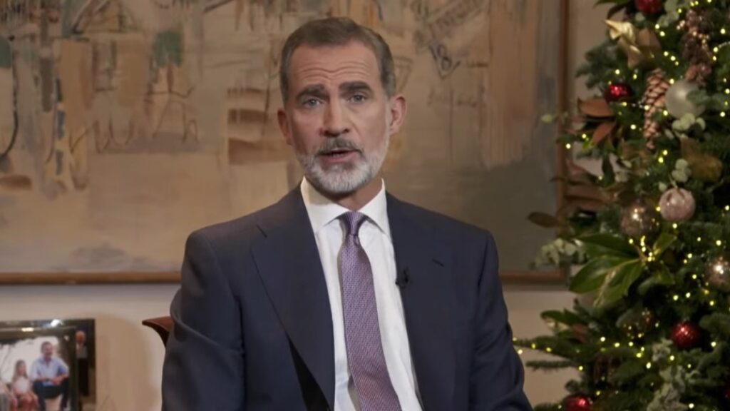 El rey, Felipe VI durante el mensaje de Navidad. CASA DEL REY