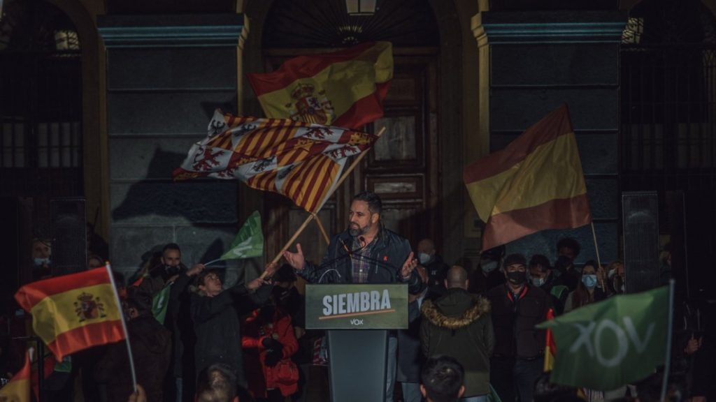 El presidente de VOX, Santiago Abascal, en un acto de campaña en Castilla y León. TWITTER