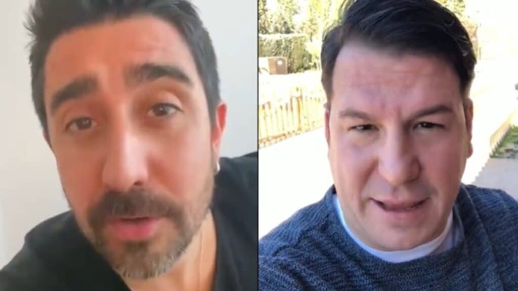 Álex Ubago y Lucas en los vídeos que han compartido en sus redes sociales.