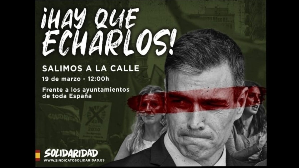 ‘Tenemos que salir todos a la calle. Hay que echarlos’: Solidaridad llama a los españoles a movilizarse este sábado contra el Gobierno