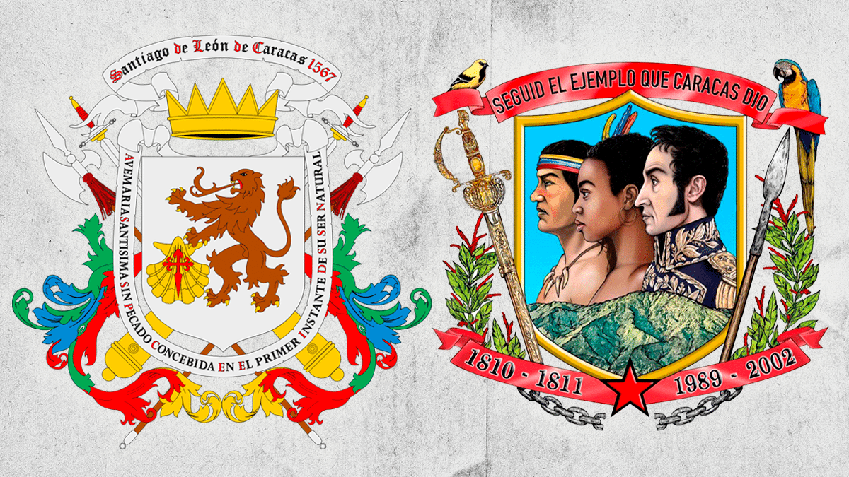 El antiguo escudo de Caracas y el nuevo