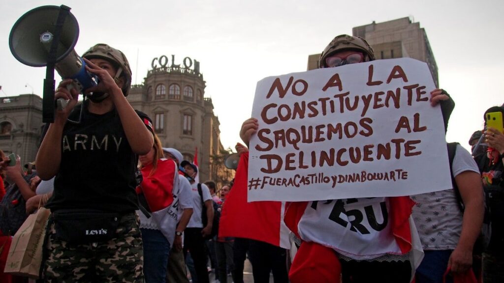 Protesta contra el presidente de Perú, Pedro Castillo, en Lima