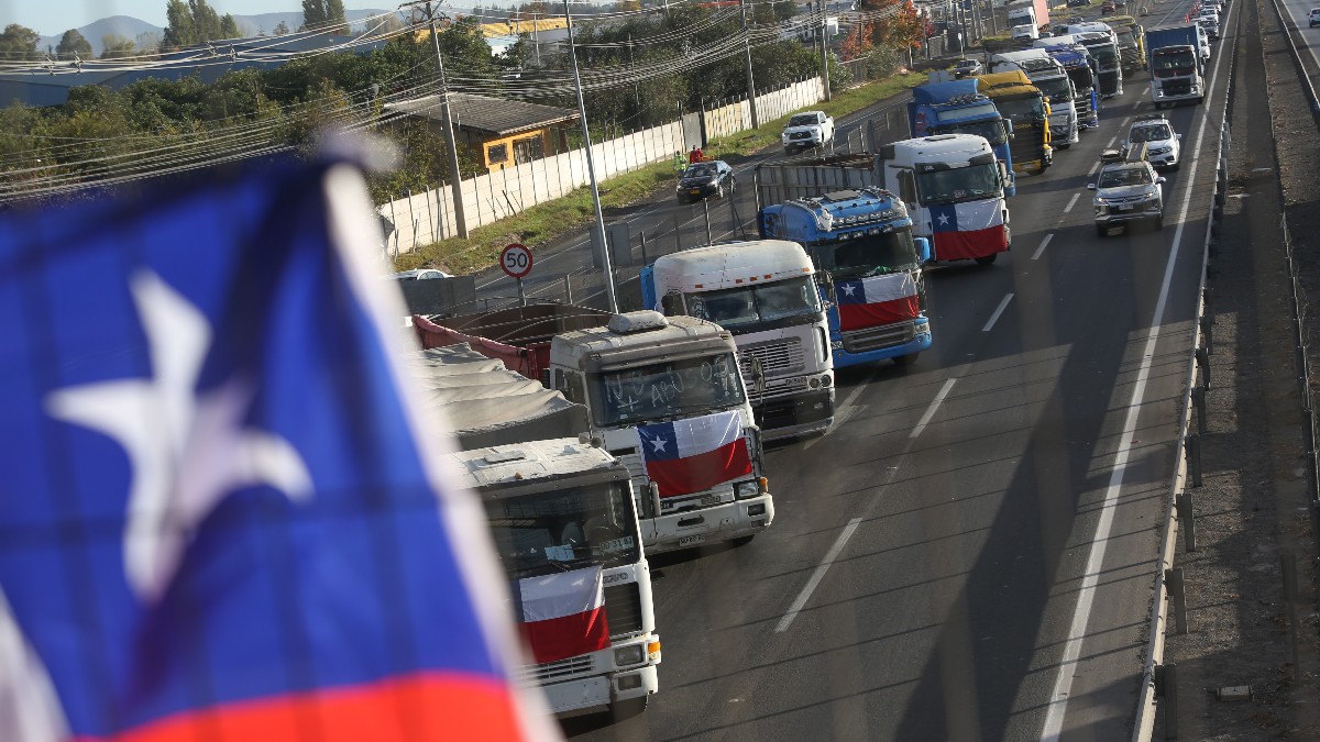 Protestas de camioneros en Chile.