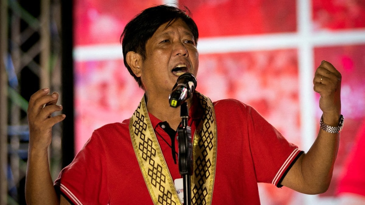 Ferdinand Marcos Jr, hijo el dictador 'BongBong', en un mitin electoral. Reuters