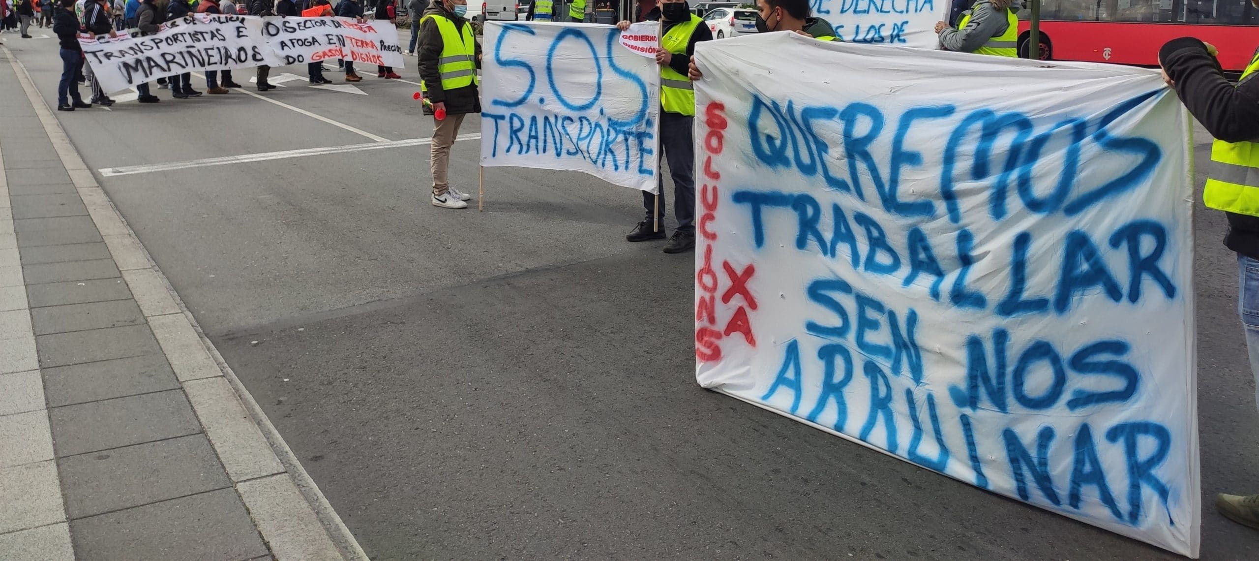 Manifestación de transportistas gallegos. Europa Press