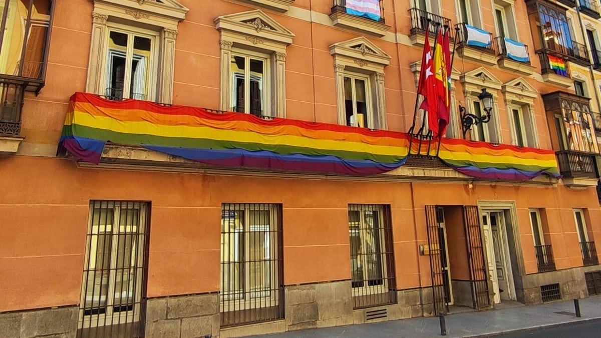 Banderas LGTBI en el Edificio de Grupos Municipales. VOX