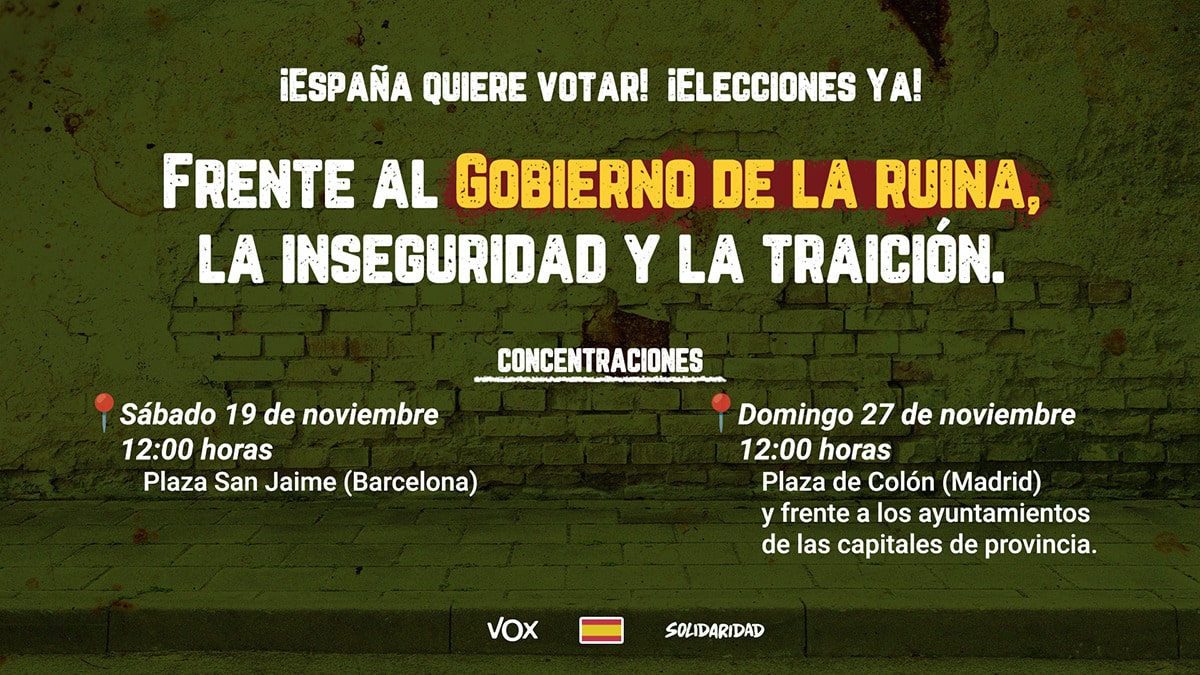 Santiago Abascal llama a los españoles a manifestarse contra el «gobierno de la traición y de la ruina»
