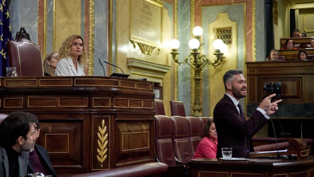 El portavoz de la Ejecutiva Federal del PSOE, Felipe Sicilia, en sesión plenaria en el Congreso de los Diputados. Europa Press