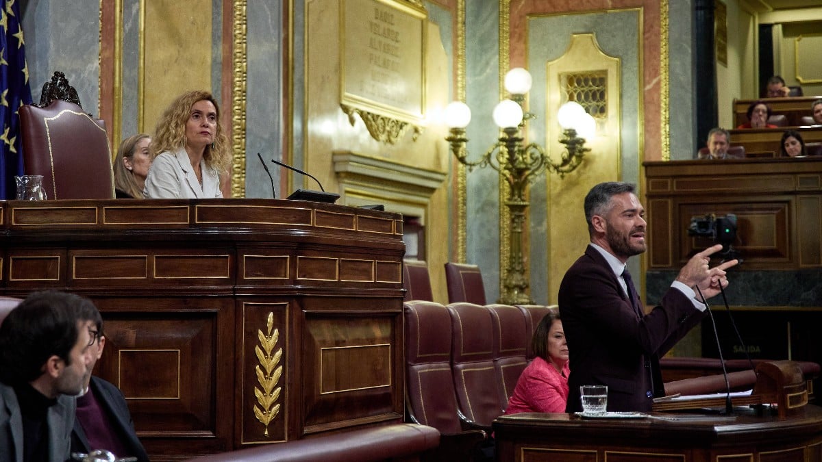 El portavoz de la Ejecutiva Federal del PSOE, Felipe Sicilia, en sesión plenaria en el Congreso de los Diputados. Europa Press