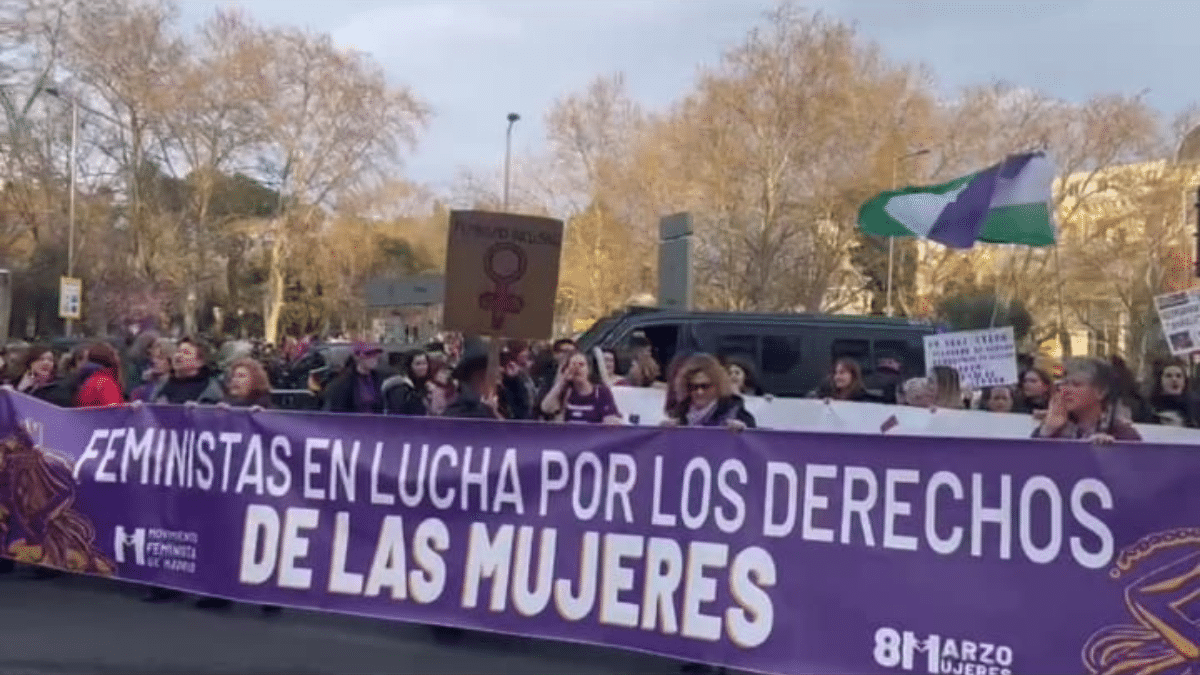 Las feministas piden la dimisión de Irene Montero en la manifestación del 8M