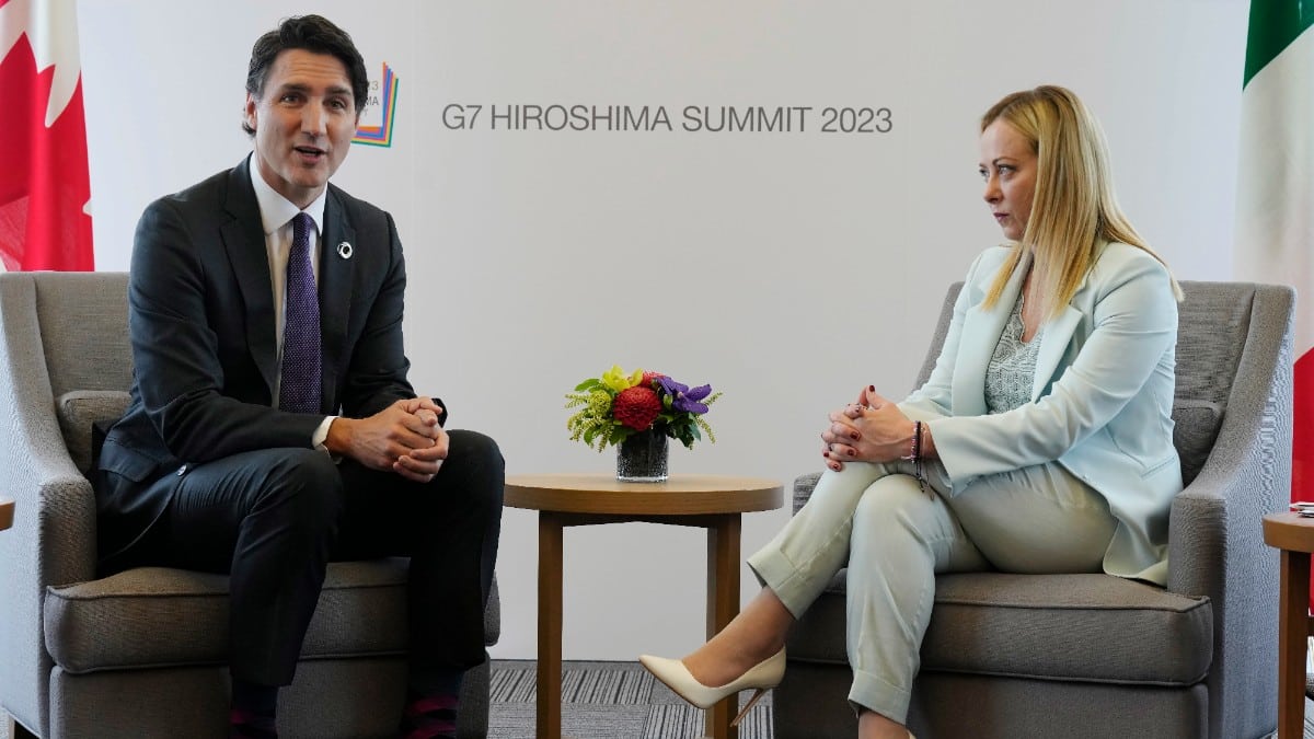 Justin Trudeau y Giorgia Meloni en la cumbre del G7. Europa Press
