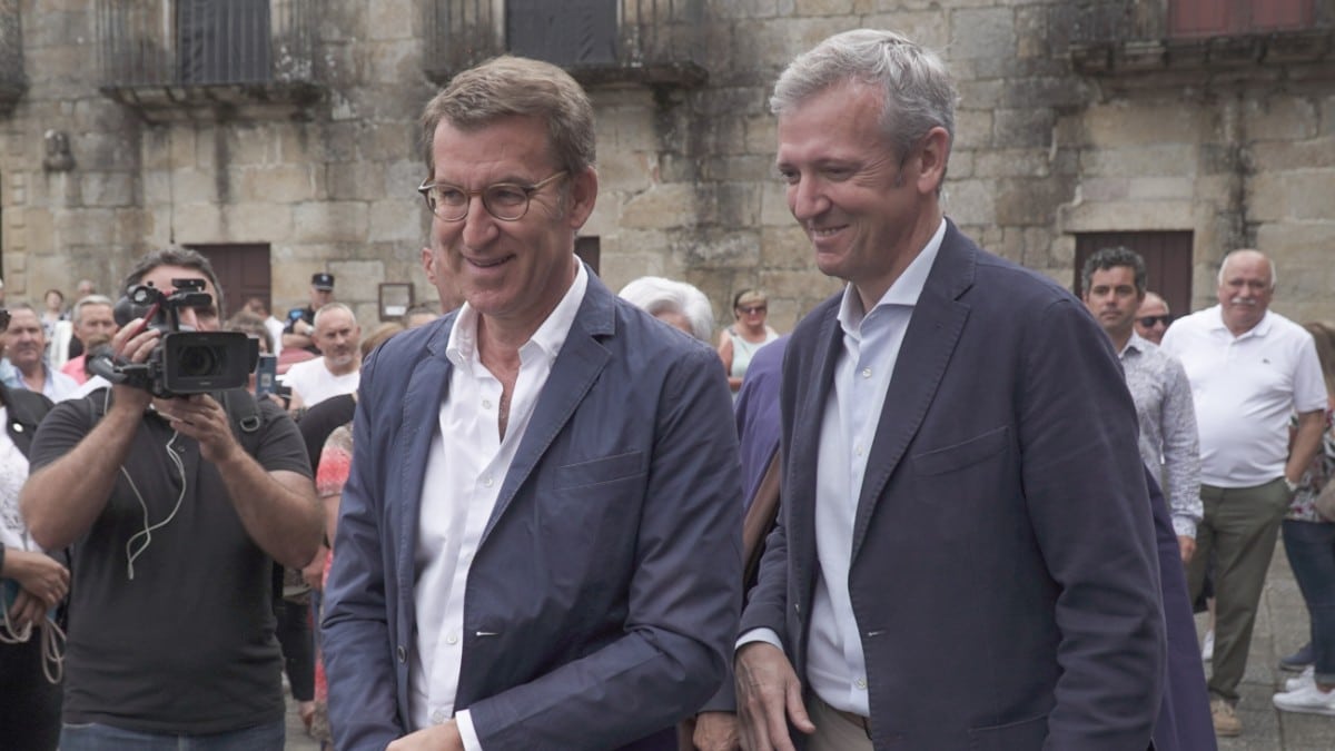 El presidente de la Xunta, Alfonso Rueda, y el presidente del Partido Popular, Alberto Núñez Feijoo. Europa Press