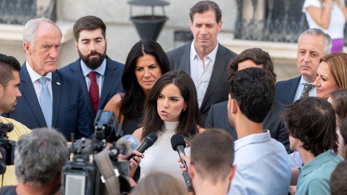 La nueva portavoz de Vox en el Congreso, Pepa Millán, atiende a los medios de comunicación. Europa Press