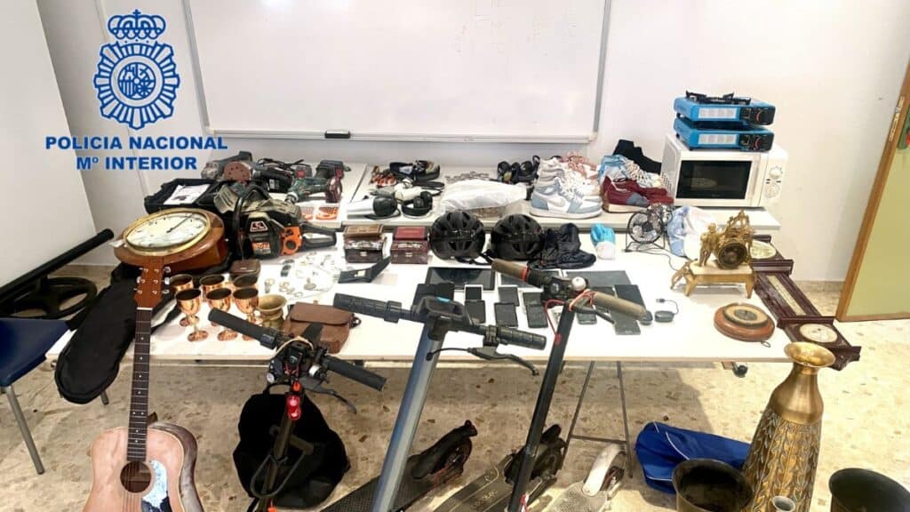 Efectos recuperados tras la detención. Fuente: Policía Nacional