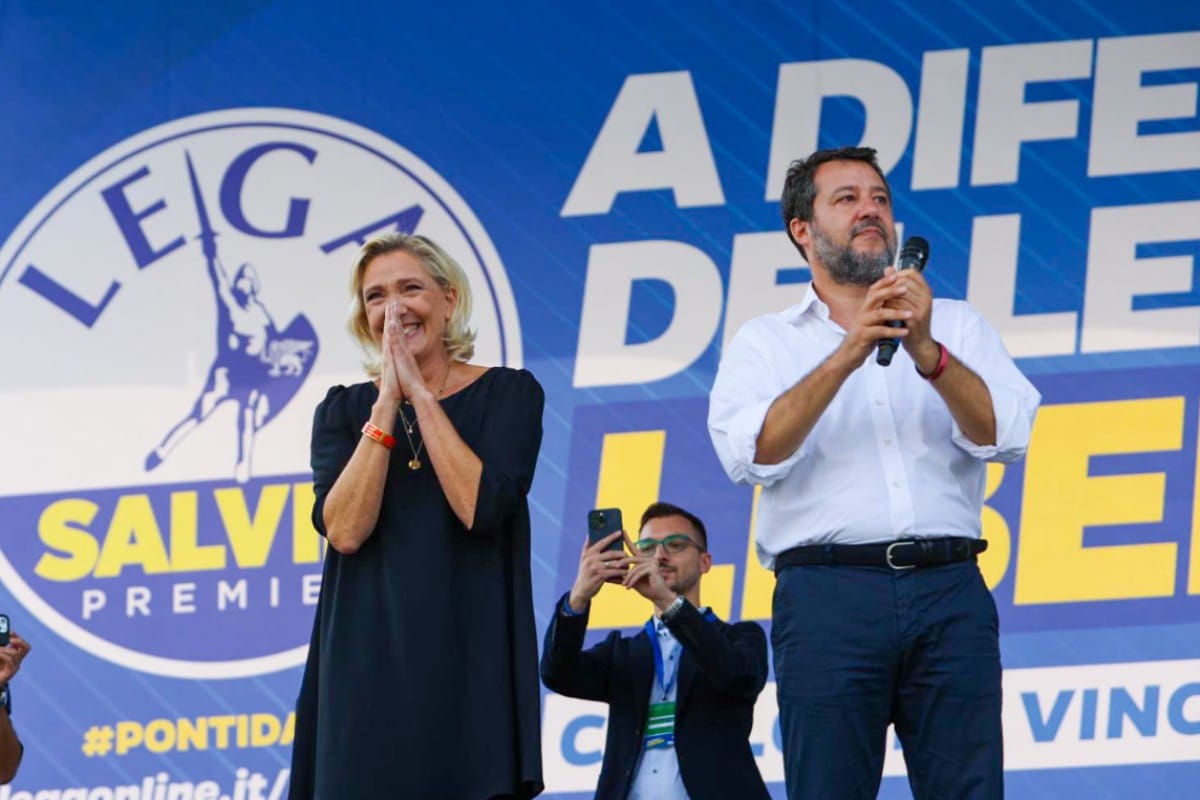 Marine Le Pen y Matteo Salvini en una foto compartida por la líder de Agrupación Nacional en Twitter.