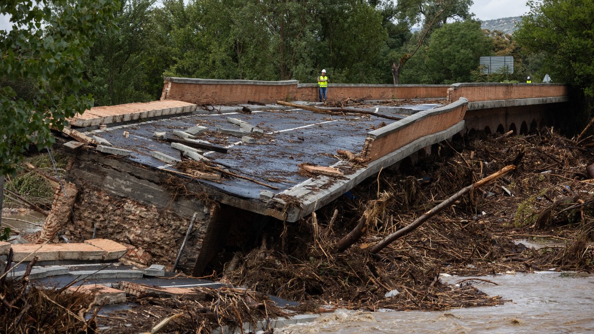 Puente de la Pedrera, colapsado a causa de la DANA, en el municipio de Aldea del Fresno. Europa Press