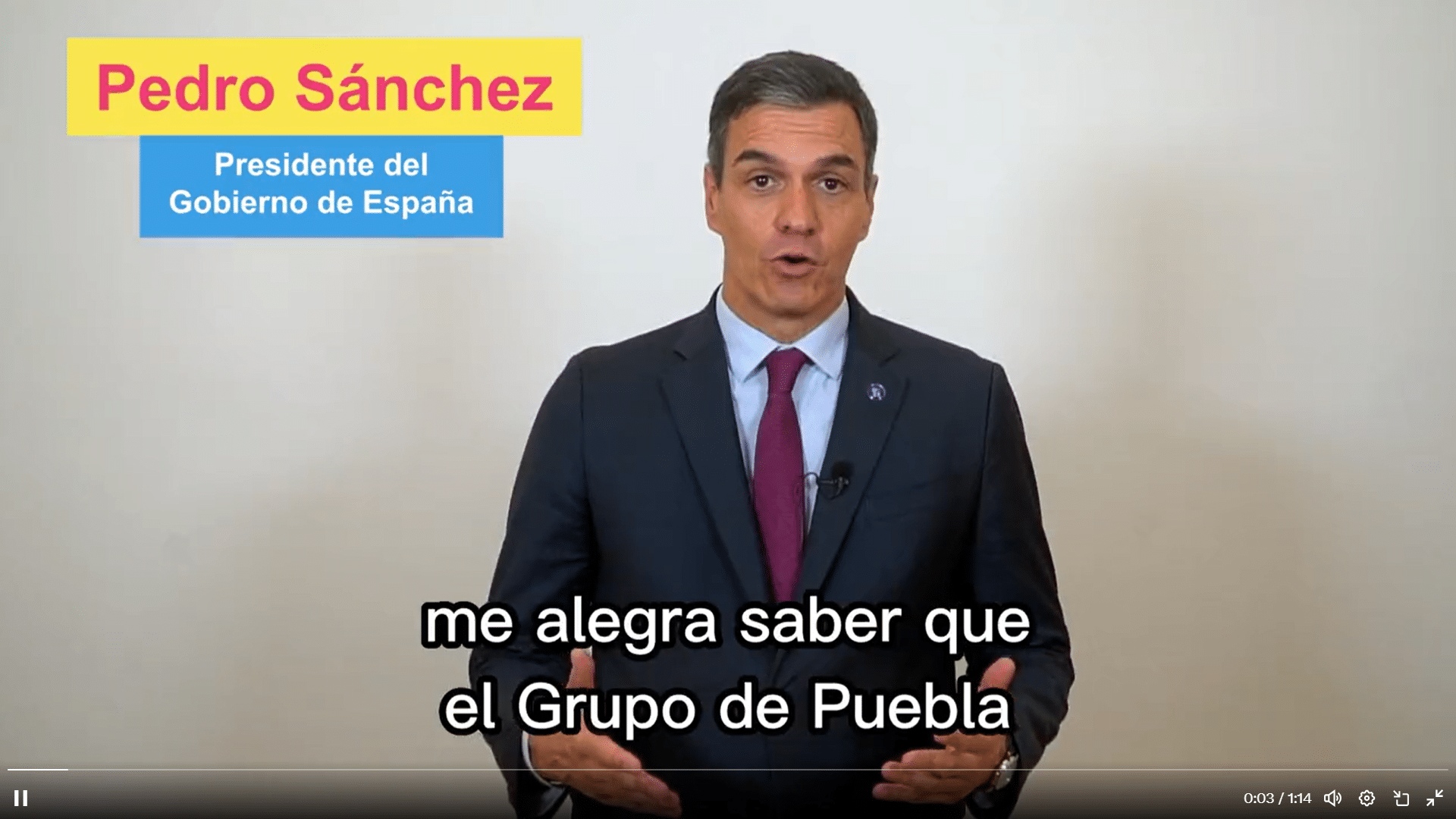 Pedro Sánchez alienta al Grupo de Puebla y le insta a seguir implantando su agenda en Iberoamérica