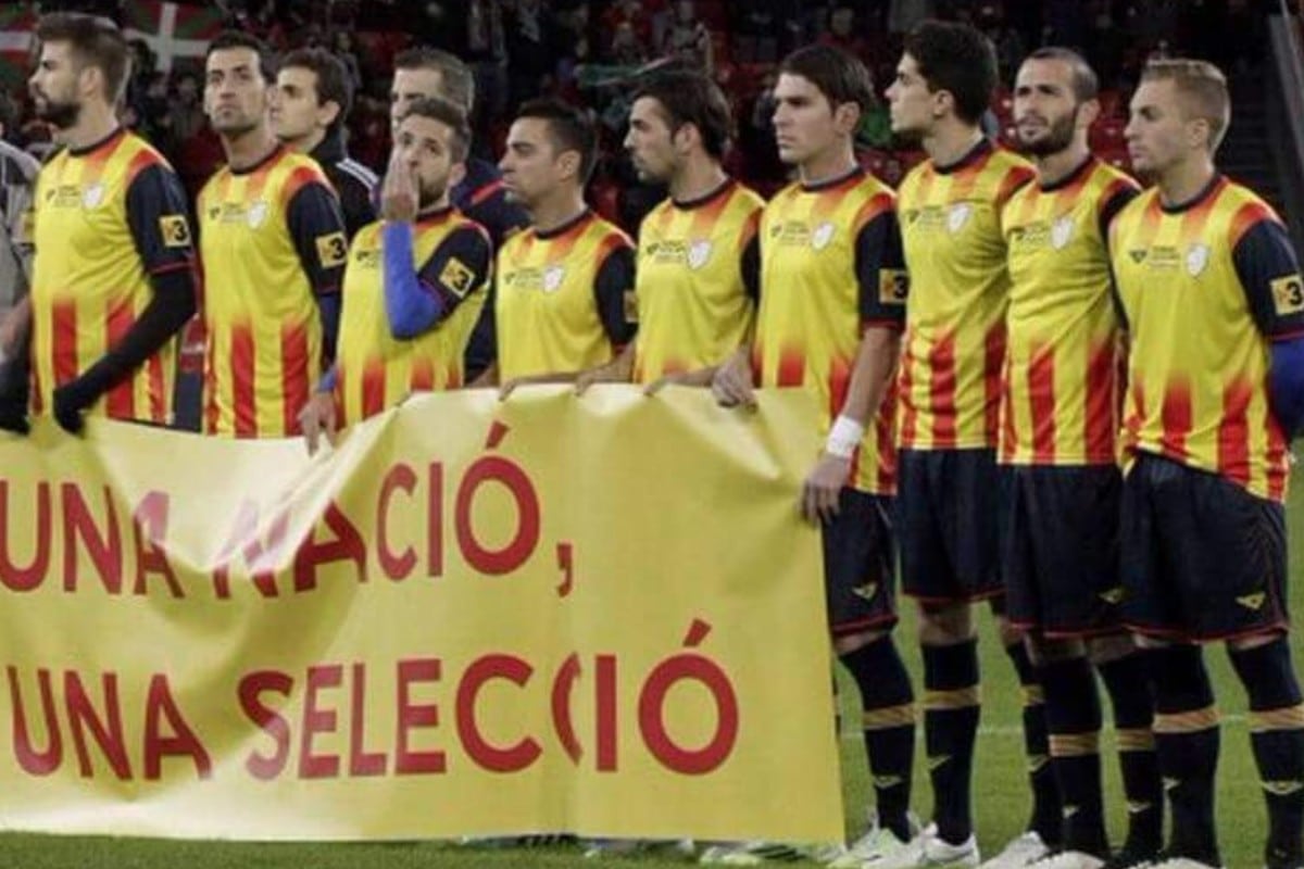 Partido amistoso de la inexistente selección catalana de fútbol. Twitter.