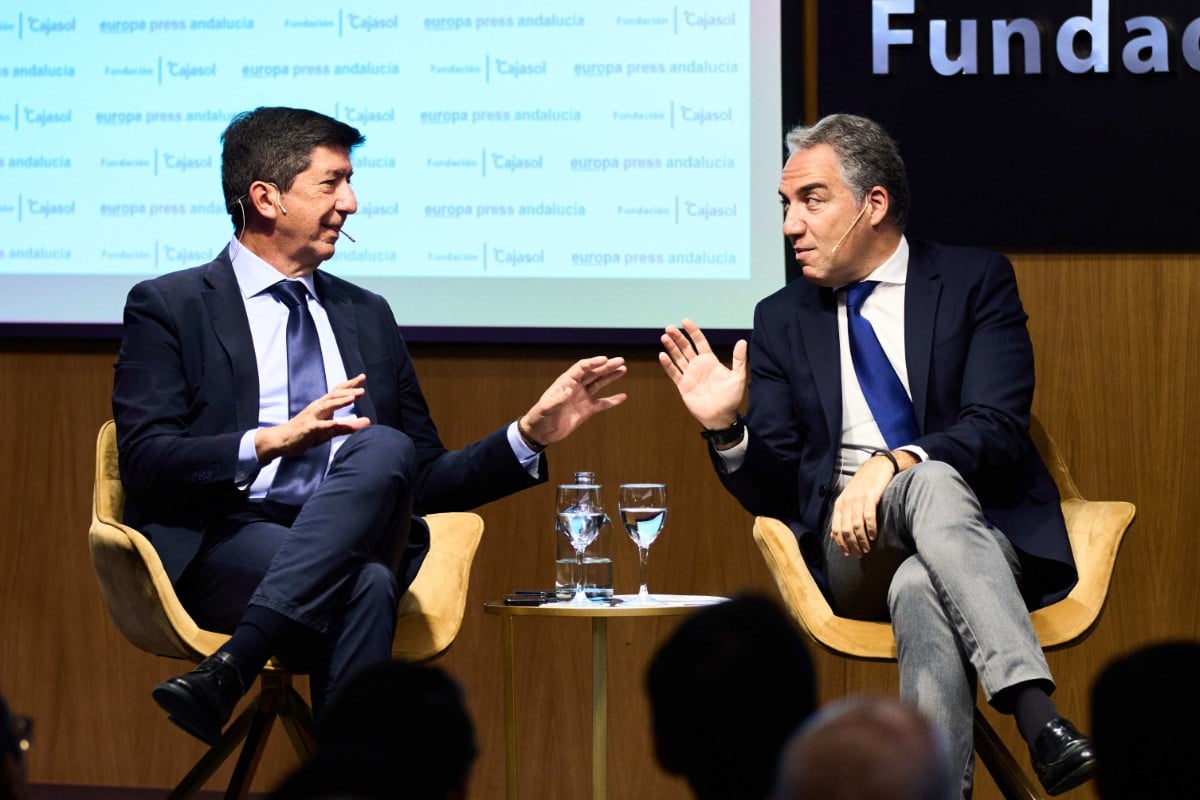 El presidente del Consejo Económico y Social (CES) de Andalucía, Juan Marín, con Elías Bendodo. Europa Press.