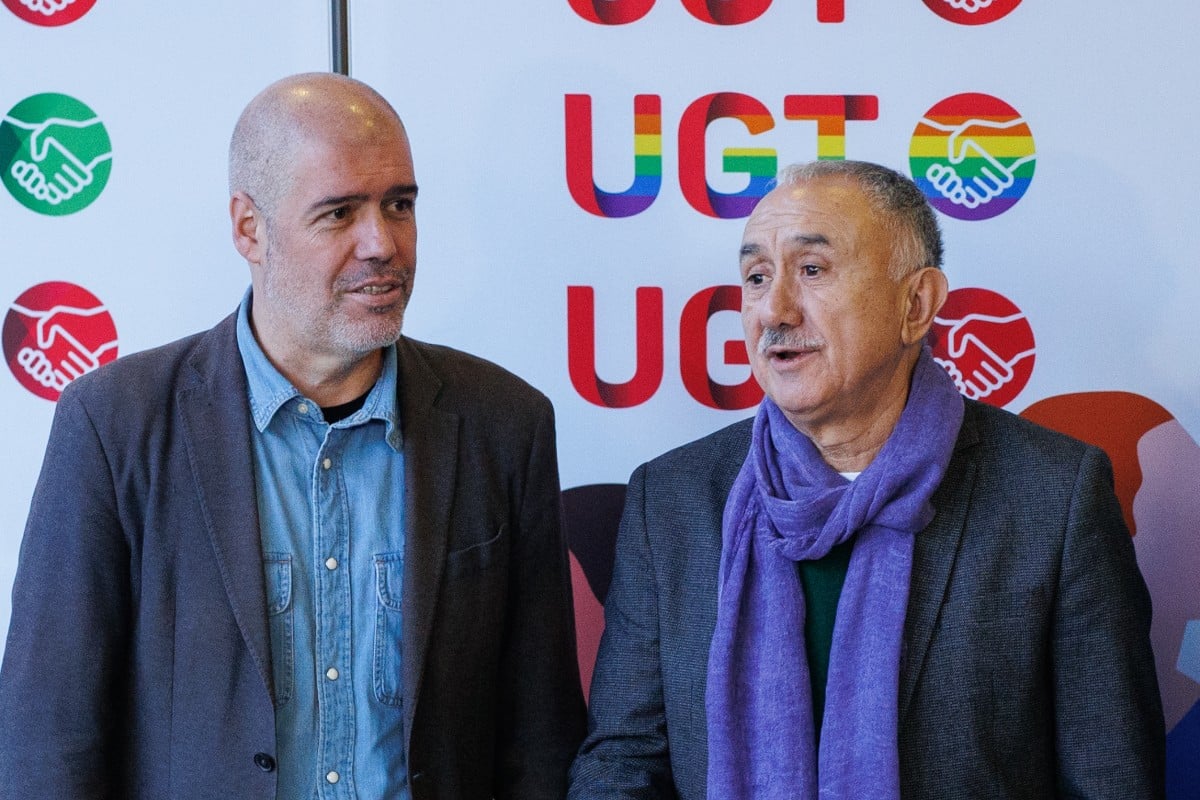 El secretario general de CCOO, Unai Sordo, y el de UGT, Pepe Álvarez. Europa Press.